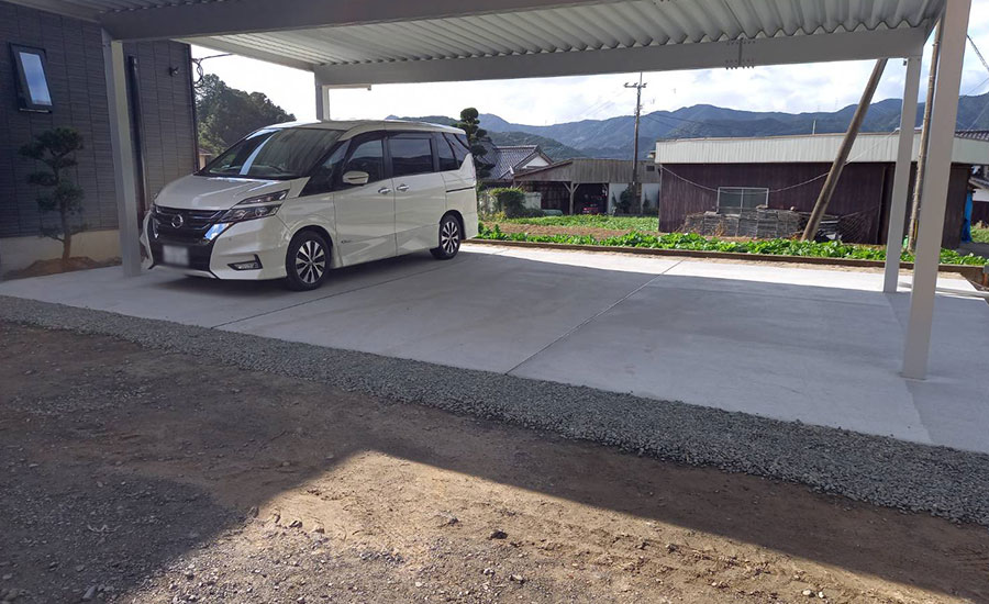 福岡県カーポート・土間打ち・門柱工事事例