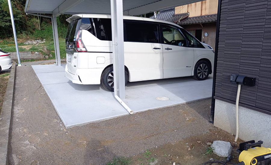 福岡県カーポート・土間打ち・門柱工事事例